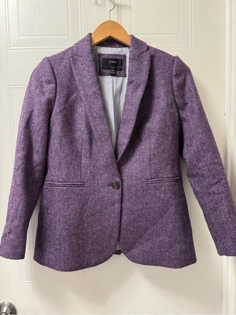 J. Crew Purple Herringbone Single-Button Blazer